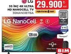LG 55 İNÇ 4K ULTRA HD NANOCELL TV 55NANO81T6A AKILLI TELEVİZYON